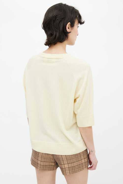 Dries Van Noten Yellow Wool Knit Short Sleeve Top