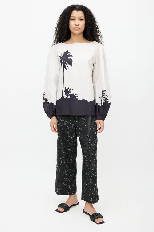 Dries Van Noten x Len Lye SS 2021 Grey 
Black Palm Blouse