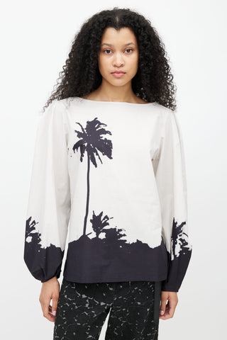 Dries Van Noten x Len Lye SS 2021 Grey 
Black Palm Blouse