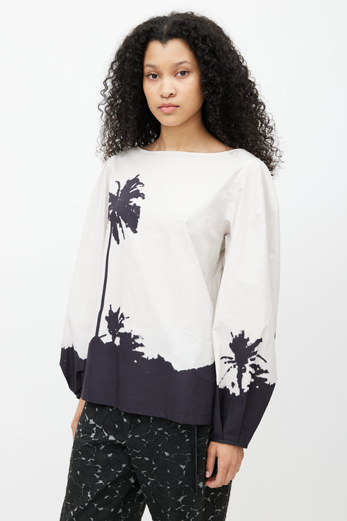 Dries Van Noten x Len Lye SS 2021 Grey 
Black Palm Blouse