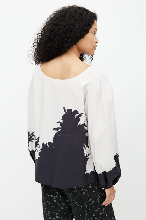 Dries Van Noten x Len Lye SS 2021 Grey 
Black Palm Blouse