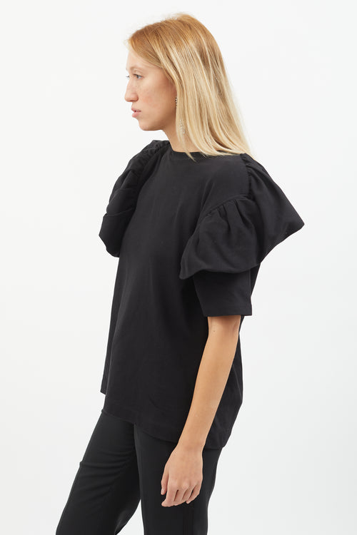 Dries Van Noten Black Ruffle Short Sleeve Top