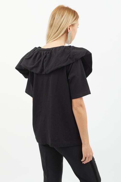 Dries Van Noten Black Ruffle Short Sleeve Top