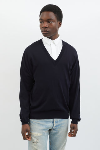 Dries Van Noten Black V-Neck Long Sleeve Sweater