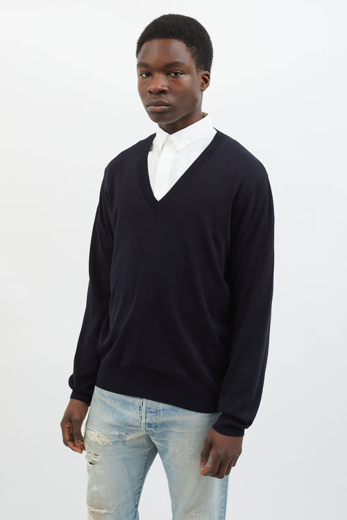 Dries Van Noten Black V-Neck Long Sleeve Sweater