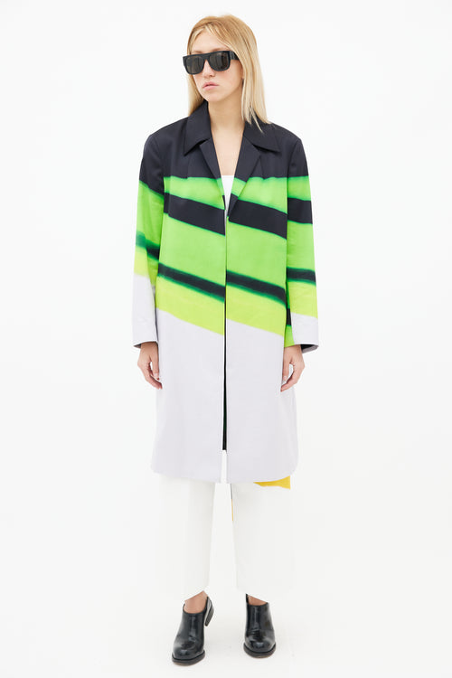 Dries Van Noten Black, Green 
Grey Rolta Long Coat