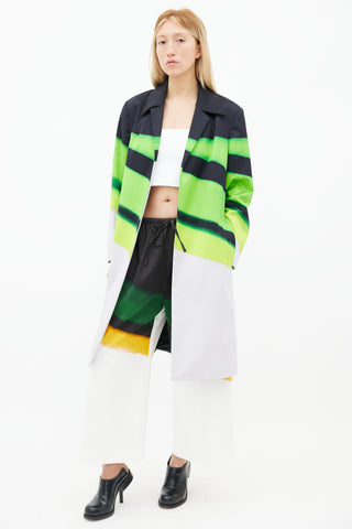 Dries Van Noten Black, Green 
Grey Rolta Long Coat