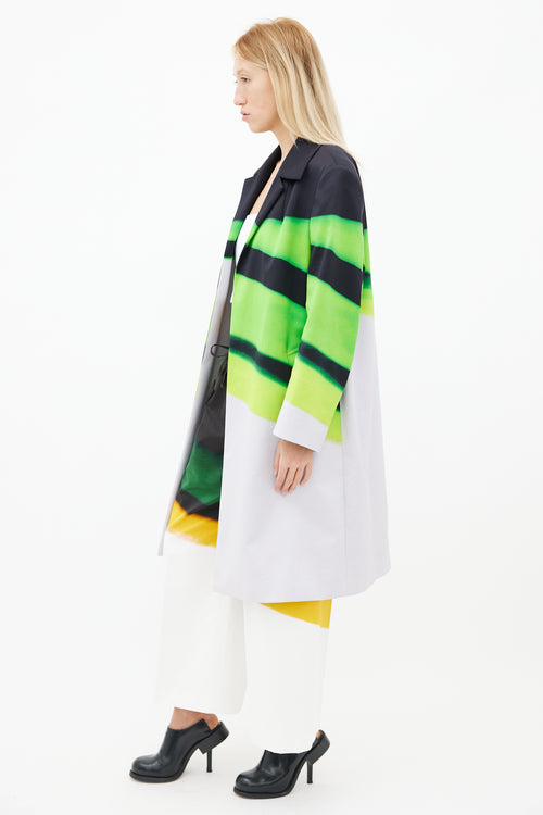 Dries Van Noten Black, Green 
Grey Rolta Long Coat