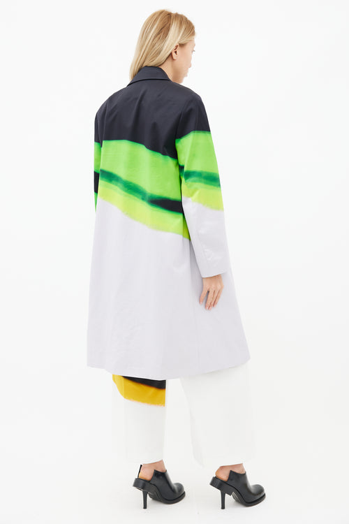 Dries Van Noten Black, Green 
Grey Rolta Long Coat