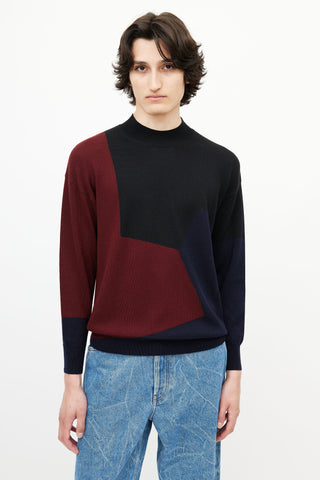 Dries Van Noten Black 
Multicolour Panelled Knit Sweater