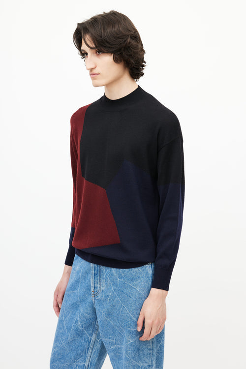 Dries Van Noten Black 
Multicolour Panelled Knit Sweater