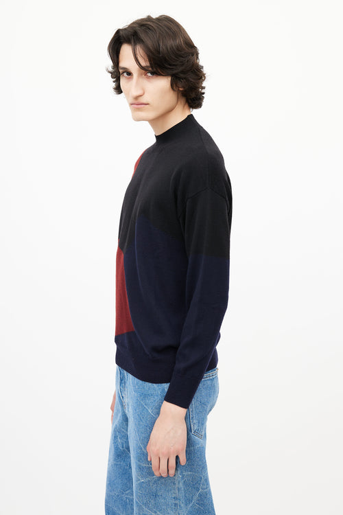 Dries Van Noten Black 
Multicolour Panelled Knit Sweater