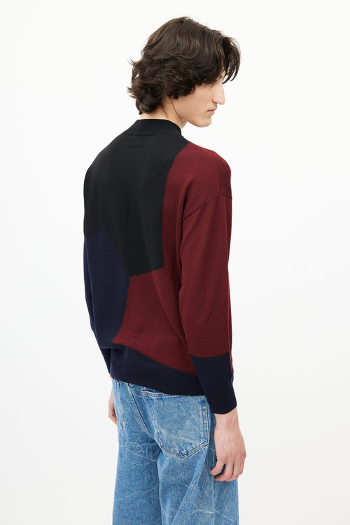 Dries Van Noten Black 
Multicolour Panelled Knit Sweater