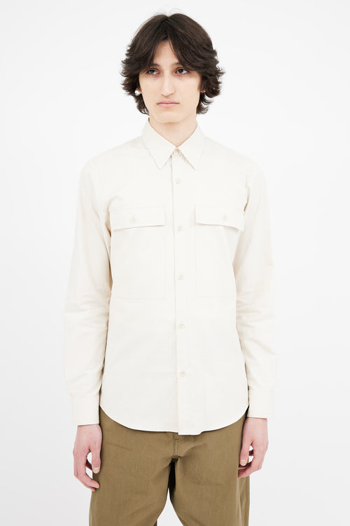 Dries Van Noten Cream Cotton Utility Shirt