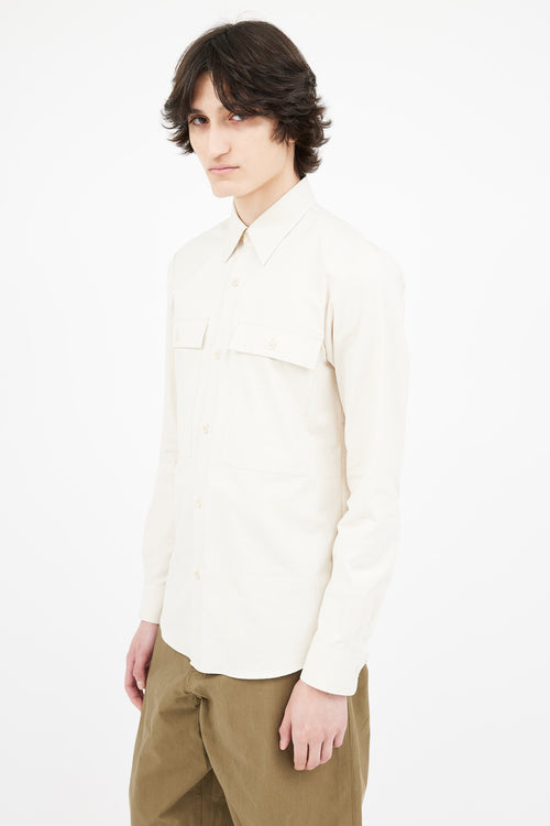 Dries Van Noten Cream Cotton Utility Shirt