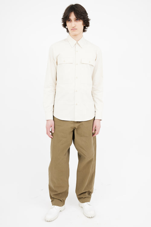 Dries Van Noten Cream Cotton Utility Shirt