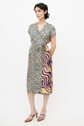 Dries Van Noten Multicolour Graphic Print Wrap Dress