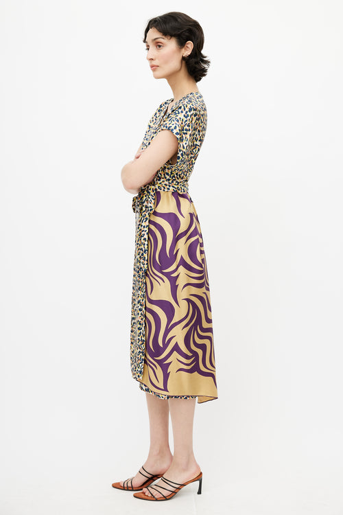 Dries Van Noten Multicolour Graphic Print Wrap Dress