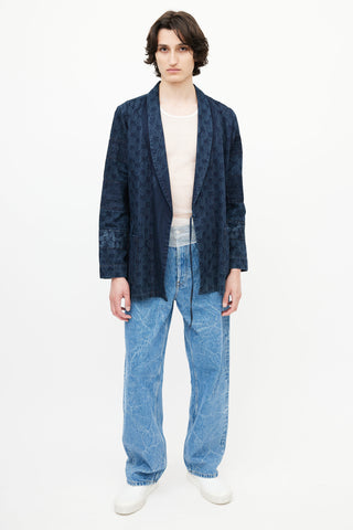 Dries Van Noten Navy Denim Wrap Jacket