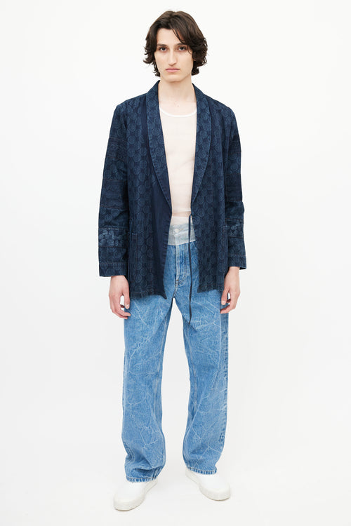 Dries Van Noten Navy Denim Wrap Jacket