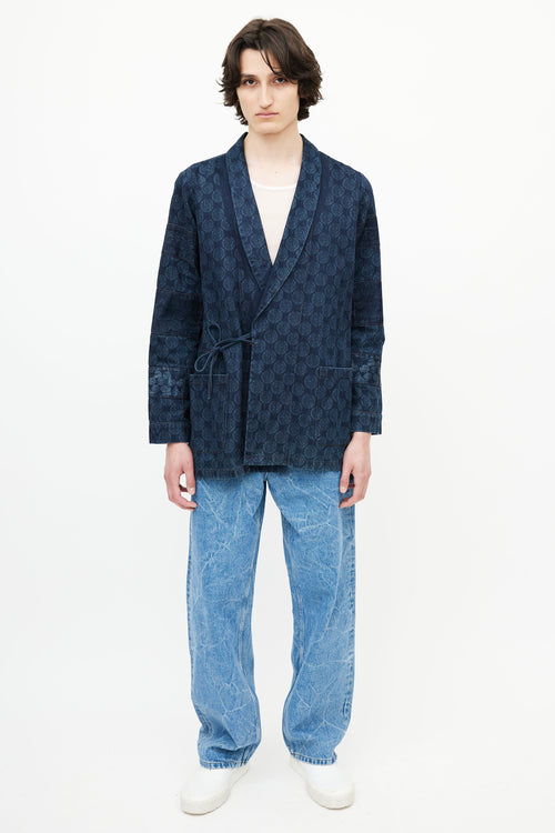 Dries Van Noten Navy Denim Wrap Jacket