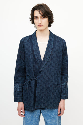 Dries Van Noten Navy Denim Wrap Jacket