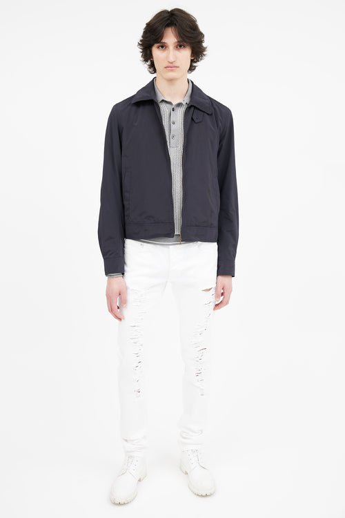 Dries Van Noten Navy Nylon Full Zip Jacket