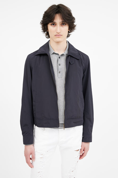 Dries Van Noten Navy Nylon Full Zip Jacket