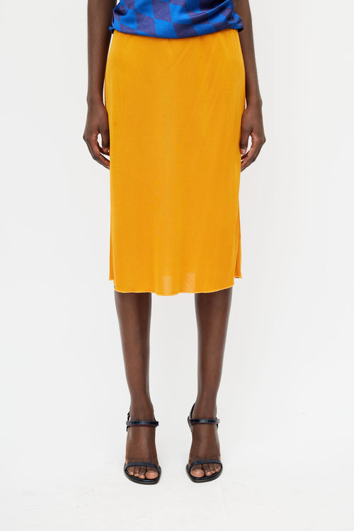 Dries Van Noten Orange Slip Midi Skirt