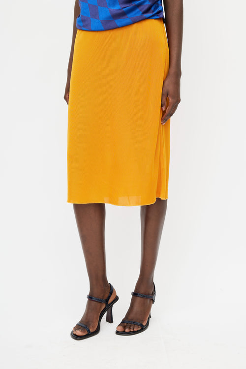 Dries Van Noten Orange Slip Midi Skirt