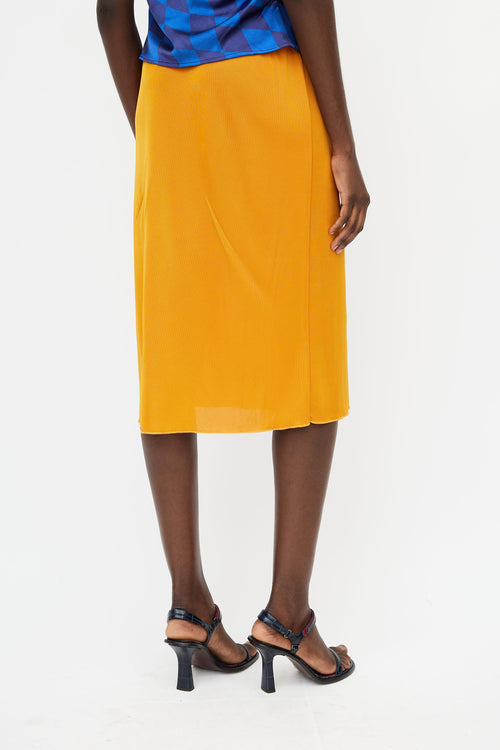 Dries Van Noten Orange Slip Midi Skirt