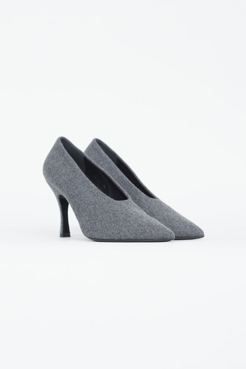 Dries Van Noten Grey Wool Pointed Toe Pump