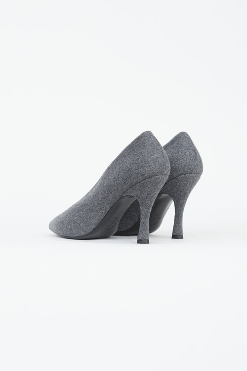 Dries Van Noten Grey Wool Pointed Toe Pump