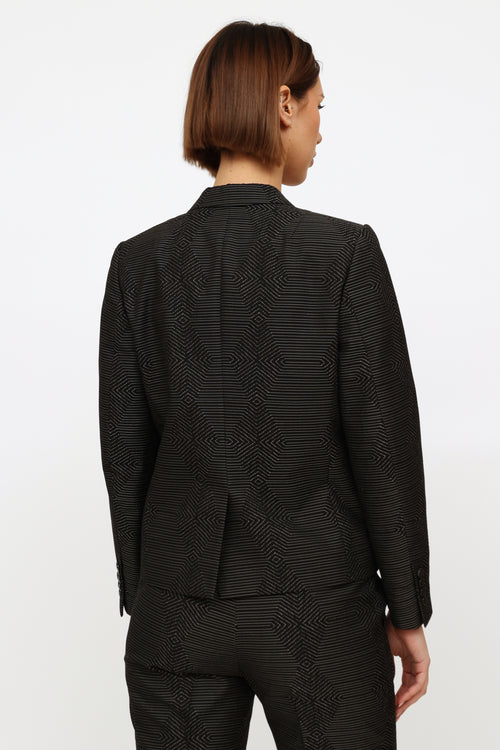 Dries Van Noten Black 
White Patterned Button Blazer