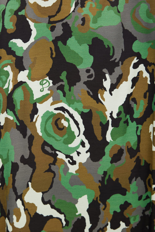 Dundas Green Camo Print Button Up Shirt