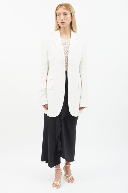 Eckhaus Latta White Linen Studio Blazer