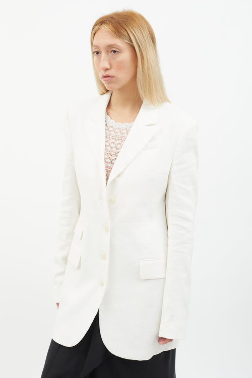 Eckhaus Latta White Linen Studio Blazer