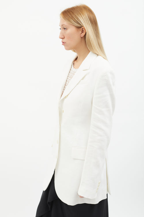 Eckhaus Latta White Linen Studio Blazer