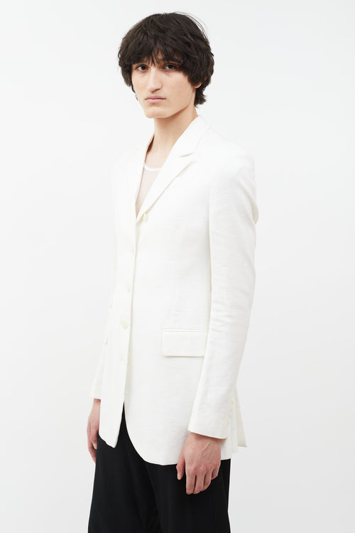 Eckhaus Latta White Linen Studio Blazer