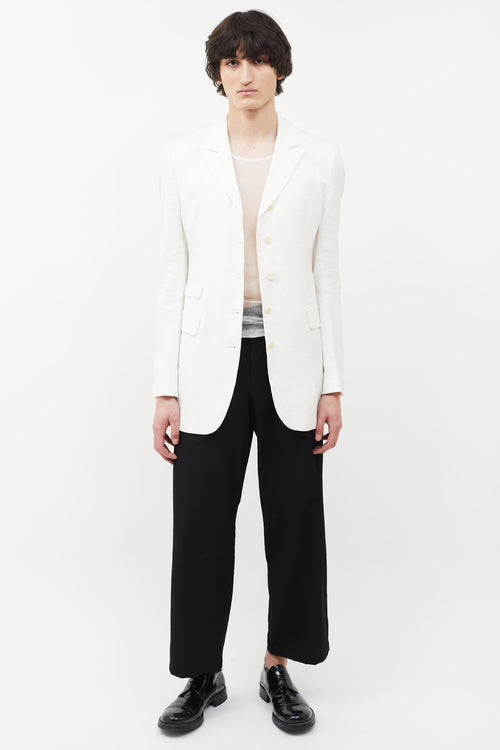 Eckhaus Latta White Linen Studio Blazer