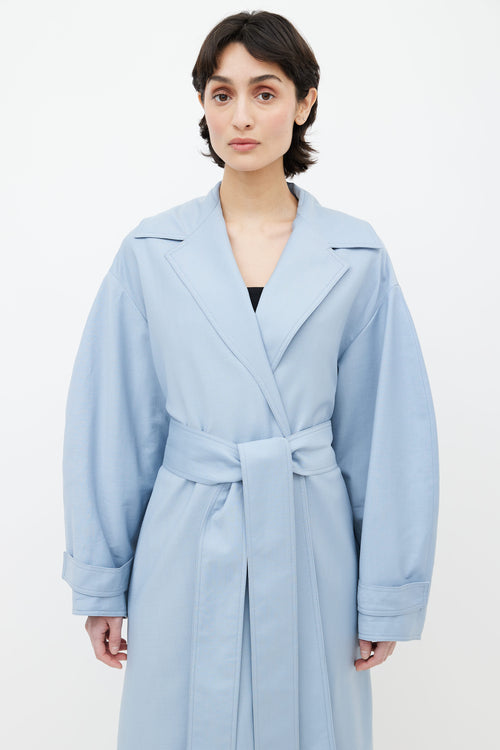 Emilia Wickstead Blue Belted Trench Coat