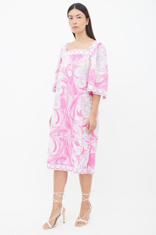 Emilio Pucci Pink Multicolour Printed Shift Dress