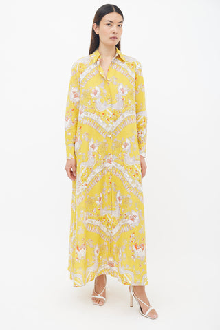 Emilio Pucci Yellow Rugiada Print Shirt Long Dress