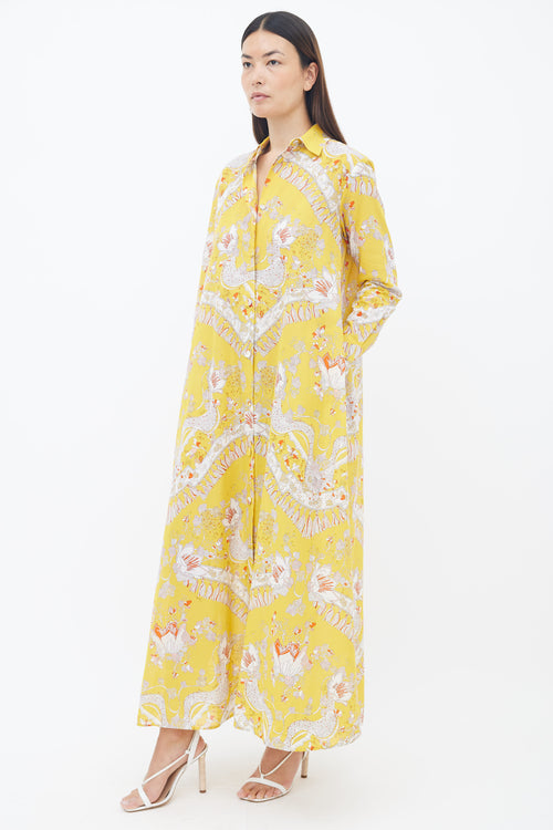 Emilio Pucci Yellow Rugiada Print Shirt Long Dress