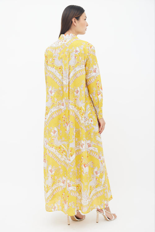 Emilio Pucci Yellow Rugiada Print Shirt Long Dress