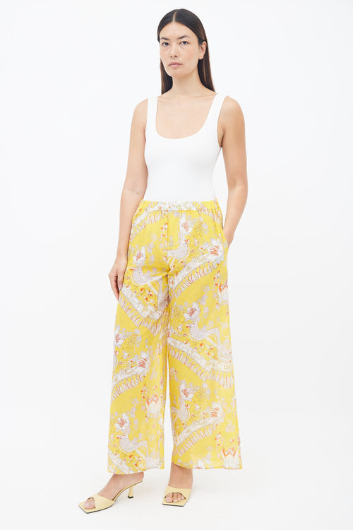 Emilio Pucci Yellow Rugiada Print Wide Leg Trouser