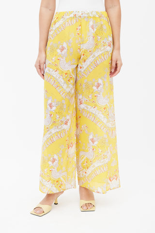 Emilio Pucci Yellow Rugiada Print Wide Leg Trouser