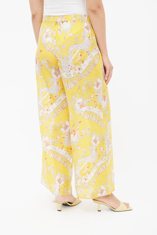 Emilio Pucci Yellow Rugiada Print Wide Leg Trouser