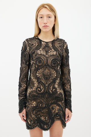 Emilio Pucci Black Bead Embellished Mesh Dress