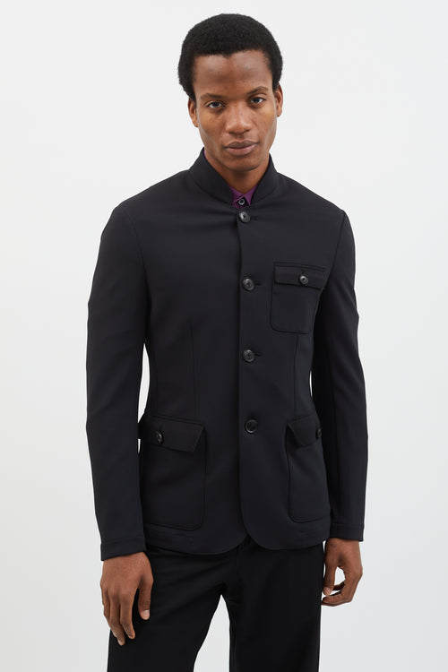 Emporio Armani Black Stand Collar  Blazer